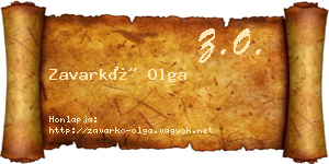 Zavarkó Olga névjegykártya