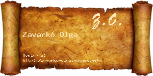 Zavarkó Olga névjegykártya